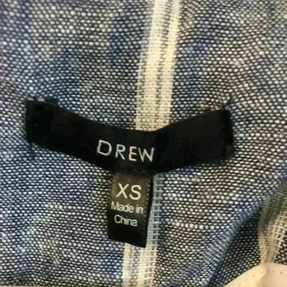 Drew linen blend denim blue and white jacket sz XS NWT - Picture 8 of 9